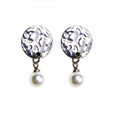 Oorbellen RVS Synthetische-parel zilverkleur - Charme Bijoux