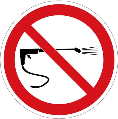 Hogedrukreiniging verboden verbodsbord | gecoat dibond materiaal | 10 cm