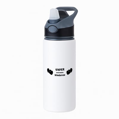 Hacebo® - vader van de leukste kinderen waterfles met rietje zwart - Vader - de leukste papa - vader cadeautjes - vaderdag - verjaardag - geschenk - kado - water fles - 650ML