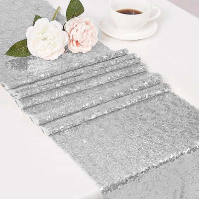 Meble odNowa - Tafelloper - Boho - Cekinrood - Zilver - 30x275 cm