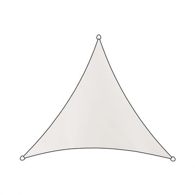 Livn Schaduwdoek Como polyester driehoek 5m wit - 100% UV-bescherming - Dikte doek: 160 gr/m2 - Inclusief bevestigingskoord en RVS bevestigingsringen