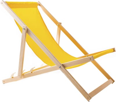 Houten ligstoel - strandstoel gemaakt van hoogwaardig beukenhout met drie verstelbare rugleuningposities / Strandbed - Geel