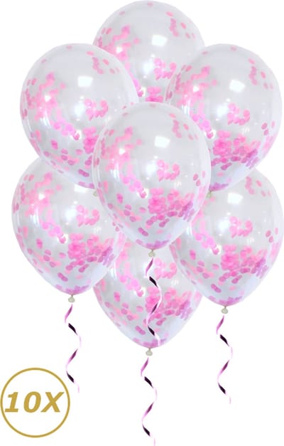 Roze Helium Ballonnen Confetti Gender Reveal Geboorte Feest Versiering Ballon Roze Papier Decoratie - 10 Stuks
