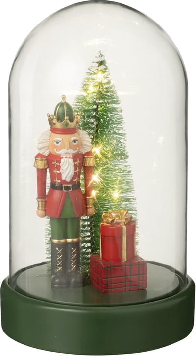 J-Line decoratie Stolp Notenkraker + Boom + Geschenken - kunststof - rood/donkergroen - LED lichtjes