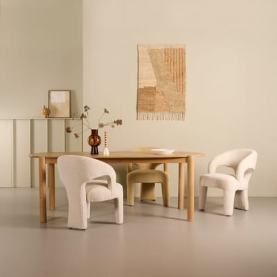 Eettafel Morez - Houten / Eikenhout Fineer - Naturel - 240x76x100 cm (BxHxD) - Voor 6 a 8 personen