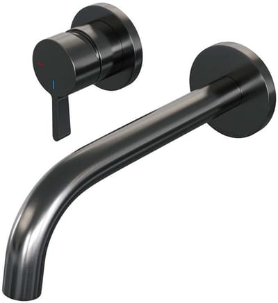 Brauer Gunmetal Edition Inbouw Wastafelmengkraan met Gebogen Uitloop en Rozetten Model E2 Gunmetal Geborsteld PVD