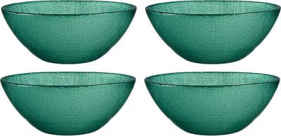 Vivalto Kommetjes/serveer schaaltjes/soepkommen - 4x - Murano - glas - D15 x H6 cm - groen - Stapelbaar