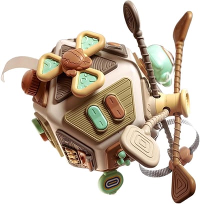 Baby Sensorische Kubus - Interactief Speelgoed - Vroeg Leren - Stimuleert Zintuigen - 22 cm - Stofkleur