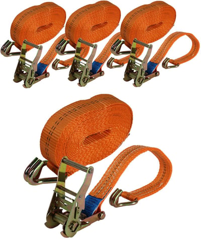 4x professionele ratel spanband spanband 2-delig 6m 2t 2tot 2000kg TÜV/GS ORANJE