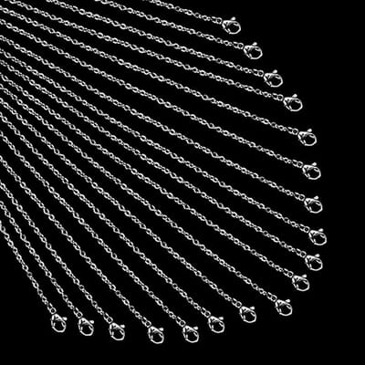 20 strengen 304 roestvrij stalen ketting met kreeft sluitingen kruis kettingen doe-het-zelf ketting voor het maken van armbanden verlenging, 50 cm
