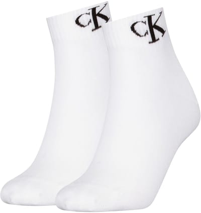 Calvin Klein 2-paar Quarter dames sokken - Logo monogram - 42 - Wit