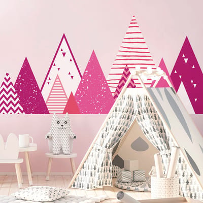 Muurstickers voor kinderen - Babykamerdecoratie - Gigantische muursticker voor kinderen, Scandinavische bergen, MIKA - 80x135cm