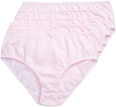 Ulla Popken - Dames - Midislips set van 5 effen - Babyroze - Maat 42+