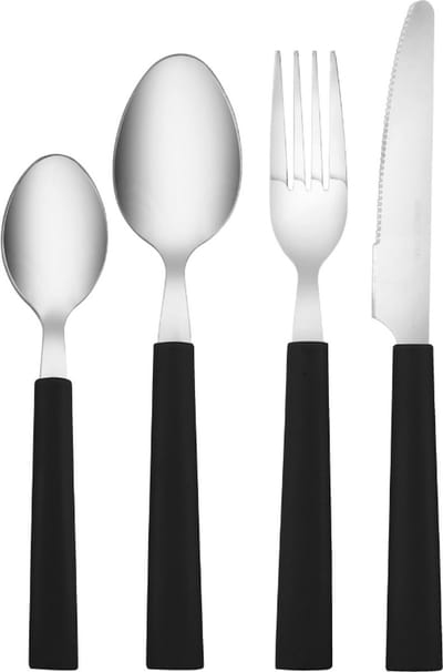 Bestek set 16DLG - RVS met Zwarte Handvatten - Vaatwasbestendig - Luxe Bestekset - 4x Eetlepels/4x Theelepels/4x Vorken/4x Botermessen
