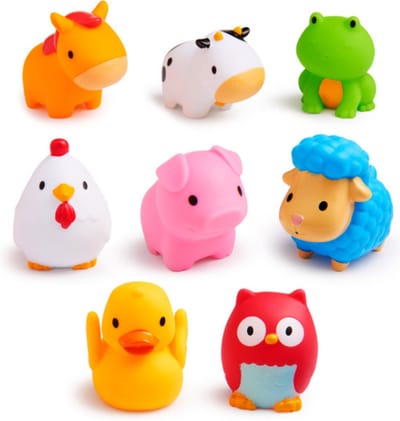 Munchkin Badspeelgoed - Bad Farm Squirters - Boerderij Badvriendjes - Per 8 Stuks - Vanaf 9 Maanden