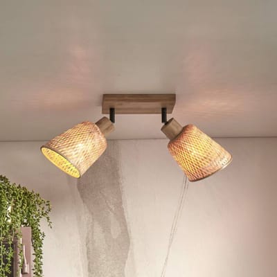 Good & Mojo Good &amp; Mojo Java plafondlamp, bamboe, naturel, 2-lamps, 24 cm
