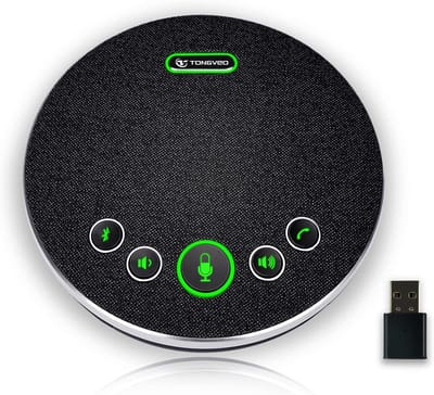 Bluetooth Luidspreker - Conferentie Microfoon - Vergaderingen Faciliteren - 360 Graden Opname - 21.5 x 19 x 5.5 cm - Zwart