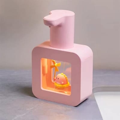 Contactloze Automatische Zeepdispenser voor Kinderen - Slimme Schuimzeep Dispenser voor Keuken en Badkamer, Geel - Lucky Cat, Hygiënisch en Handenvrij
