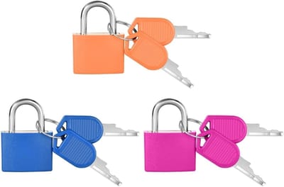 3-Pack Koffer Slot met Sleutel - Kleine Hangslot voor Reizen, Rugzakken en Fitness (Roze/Rood/Blauw)