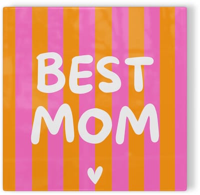 Tegeltje Best mom – roze oranje – tegeltje met tekst