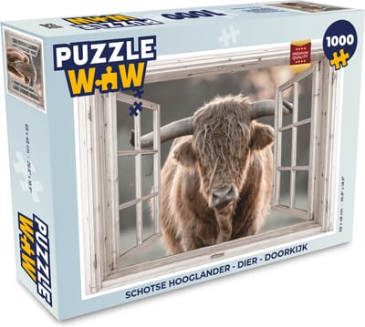 Puzzel Schotse hooglander - Dier - Doorkijk - Legpuzzel - Puzzel 1000 stukjes volwassenen