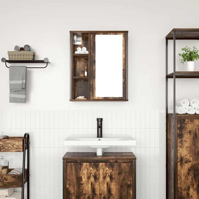 vidaXL - Badkamerwandkast - met - spiegel - 50x21x60 - cm - gerookt - eikenkleurig