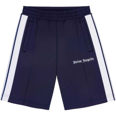 Palm Angels Kinderen Woven Classic Logo Track Shorts (Marineblauw/Wit)