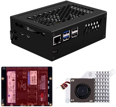 Dailygoods - Dailygoody - GeeekPi N16 Quad M.2 NVMe SSD - Raspberry Pi 5 Accessoire - Actieve Koeler - Metalen Behuizing - Snelle Opslaguitbreiding - Ondersteu...