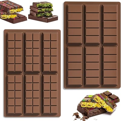Siliconen Chocoladevormen Set van 2 met 6 Chocoladecontainers voor DIY Chocolade en Snoep, Antikleef Coating en Diepe Vormgeving
