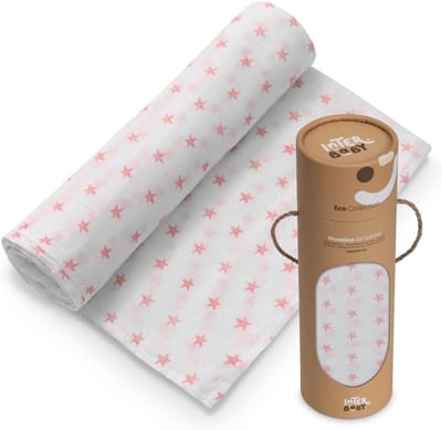 Musseline Hydrofiele Luiers XXL (120x120 cm) - Zacht, Ademend & Sterrenprint