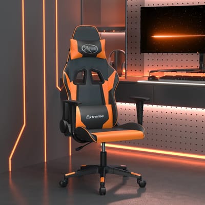 vidaXL - Massage - gamestoel - kunstleer - zwart - en - oranje