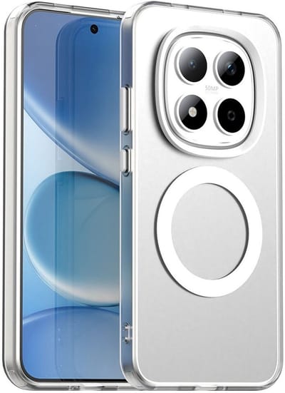 MagSafe Compatibel Backcover Hoesje Geschikt voor Xiaomi Redmi Note 15 Pro 5G - Wit & Semi-Transparant Design - Stijlvol & Goede Bescherming
