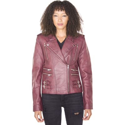 Dames leren vintage Brando Bikerjack-Orlando