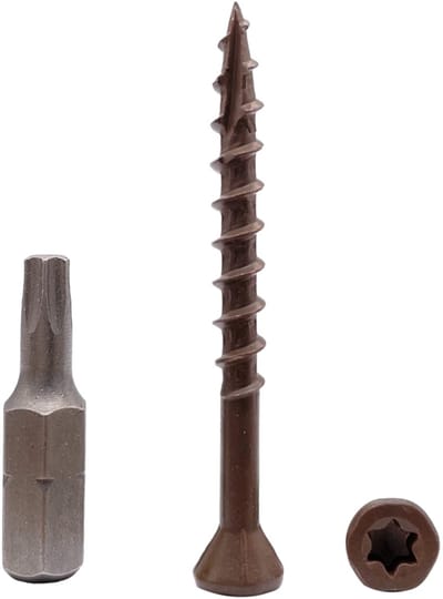 (100 stuks) bruine anti-corrosie lak 4,2 x 45 mm houtbouwschroeven Torx kop type 17 verzonken kop buitenschroef (100, 4,2 x 45 mm)