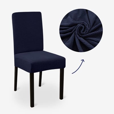 BankhoesDiscounter Knitted Stoelhoes – Eetkamer Stoelhoezen – Zetelhoes - Hoezen voor Eetkamerstoelen – Stoelbeschermers - Stoelhoezen Stretch – Donkerblauw