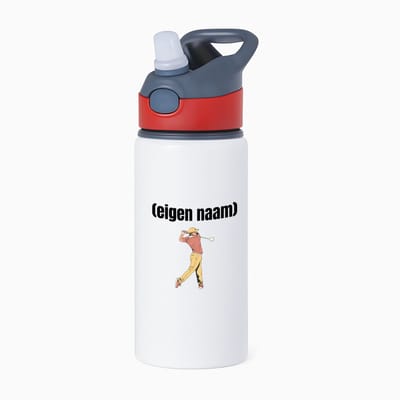 Hacebo® - golfer man met eigen naam waterfles met rietje rood - Golf - golfers - leuk cadeau voor iemand die houdt van golfen - cadeau - kado - water fles - 650ML
