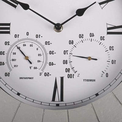 Tuinklok Waterdicht - Buitenklok Weerbestendig - Buiten Tijd Aflezen - Met Temperatuur Vochtigheid - 26 cm Rond - Zwart