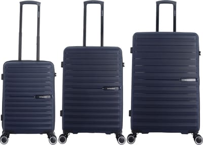 Saxoline - Fiesta | Harde Koffer Set / Trolley Set / Reiskoffer Set - S/M/L - Marine Blauw - Marine Blauw / Set
