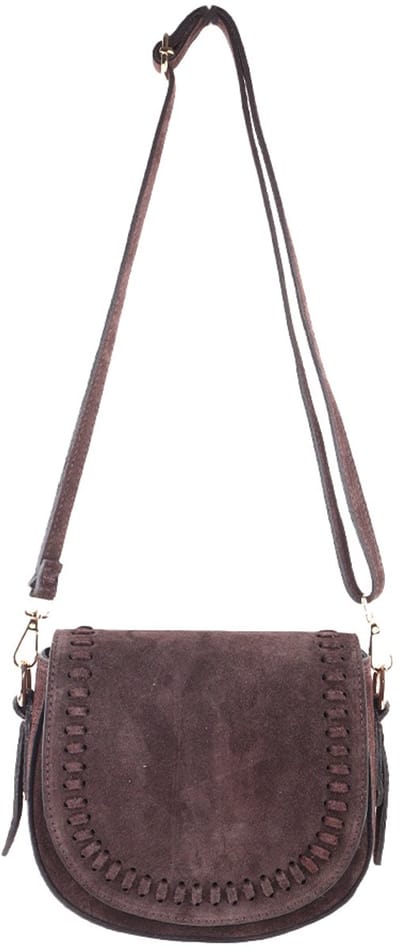 Giuliano lederen schodertas Nivine - Suede - Made in Italy - Koffie