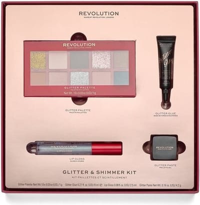 Makeup Revolution Glitter & Shimmer Kit - Glitter Palette - Lipgloss - Cadeauset - Feest