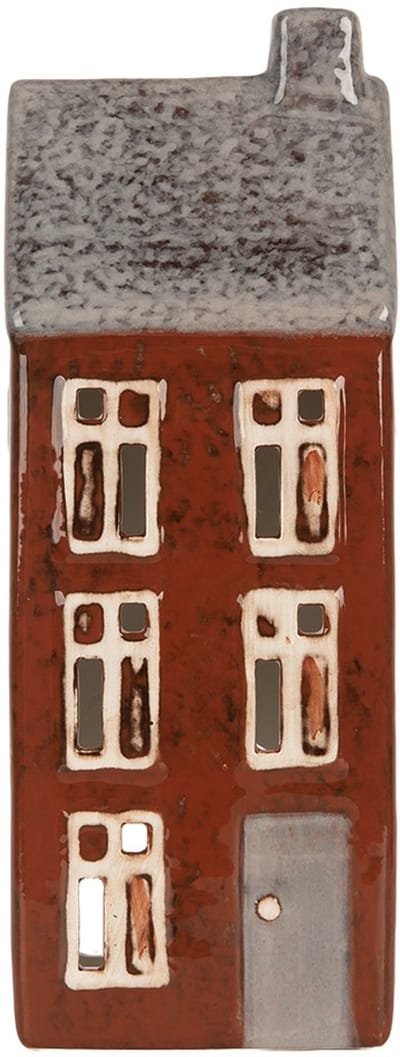Clayre & Eef Waxinelichthouder Huis 10x7x26 cm Bruin Keramiek
