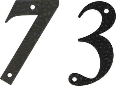 AMIG Huisnummer 73 - massief gesmeed staal - 10cm - incl. bijpassende schroeven - zwart