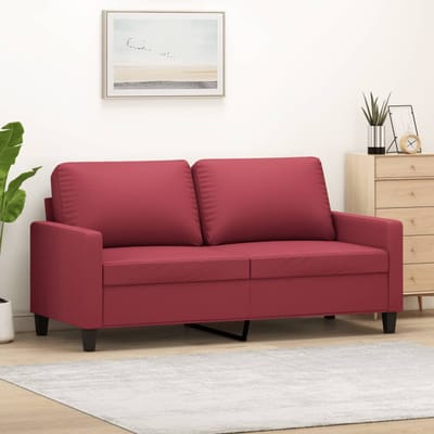 vidaXL - Tweezitsbank - 140 - cm - kunstleer - wijnrood