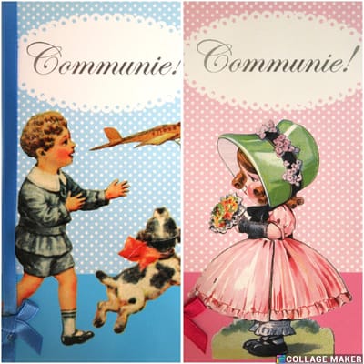 6 Luxe Communie Wenskaarten - Kaart Wens Kaart Communie Plechtig Kerk Christelijk - Communion Kommunion - Eerste Communie - Meisje Jongen- Lint - 16.2x11.5cm - 2 Motieven - Met Envelop - Art of Cards