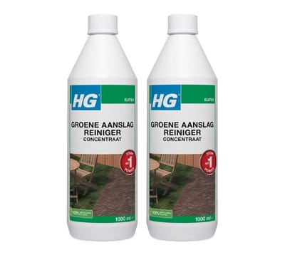 HG groene aanslagreiniger concentraat 1L 9374N - 2 stuks + gratis KD Handschoenen