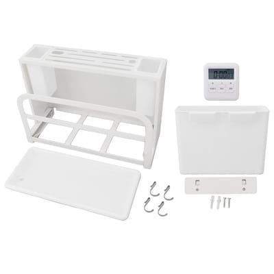 Porte-couteaux multifonctionnel mural de comptoir blanc magnétique porte-baguettes minuteur cuisine white