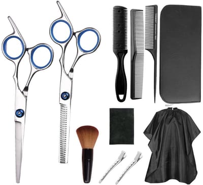Dailygoods- Haarschaar Professioneel - 13-delige Set - Duurzaam Roestvrij Staal - Ergonomisch Design - Hittebestendig - Compleet Kapperspakket - Kappersset