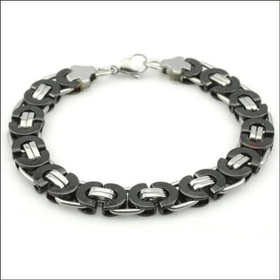 Aramat Jewels | Armbanden | Koningsschakel Armband Zwart-zilver RVS | | | |11mm | Staal | Volwassenen | Verkleurd niet