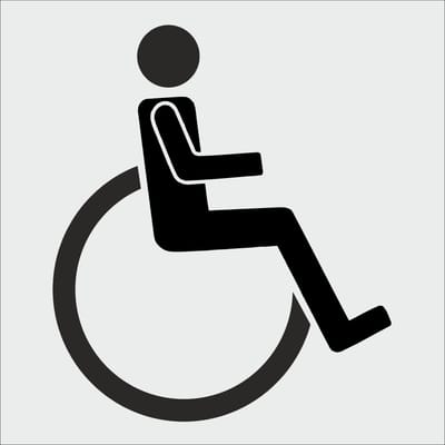 Rolstoel Deurbordje - WC bordje - WC - Toiletbord - Bordje - aluminium - Pictogram rolstoel - Dames Heren – Vrouw - Man – Zelfklevend - 130 mm x 50 mm x 0,5 mm - 5 Jaar Garantie