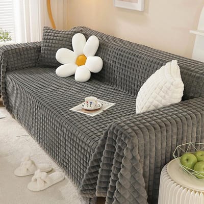 Bankhoes Eenvoudig Modern Anti-kattenkrabbankkussen Winter Konijn Pluche Antislip Bankhoes Deken Handdoek 160*130cm